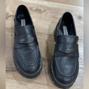 Steve Madden Black Leather Loafers sz10